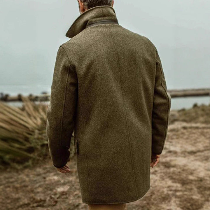 Herren Doppelreihiger Wollmantel im Peacoat-Stil mit breitem Revers Drune