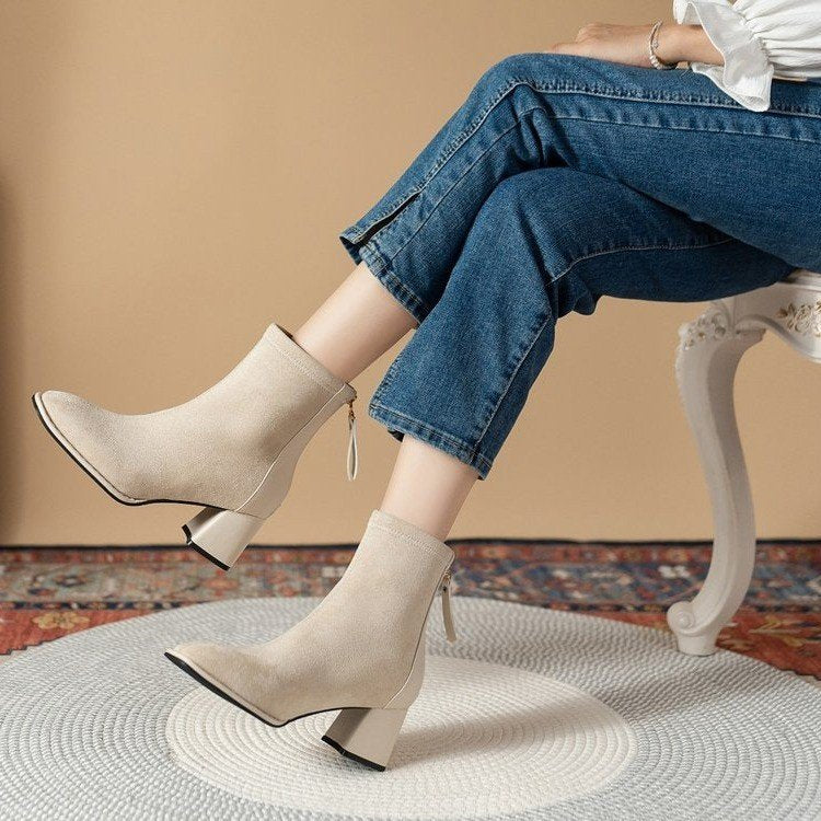 Damen Stiefeletten mit elegantem Blockabsatz und weichem Obermaterial Drune