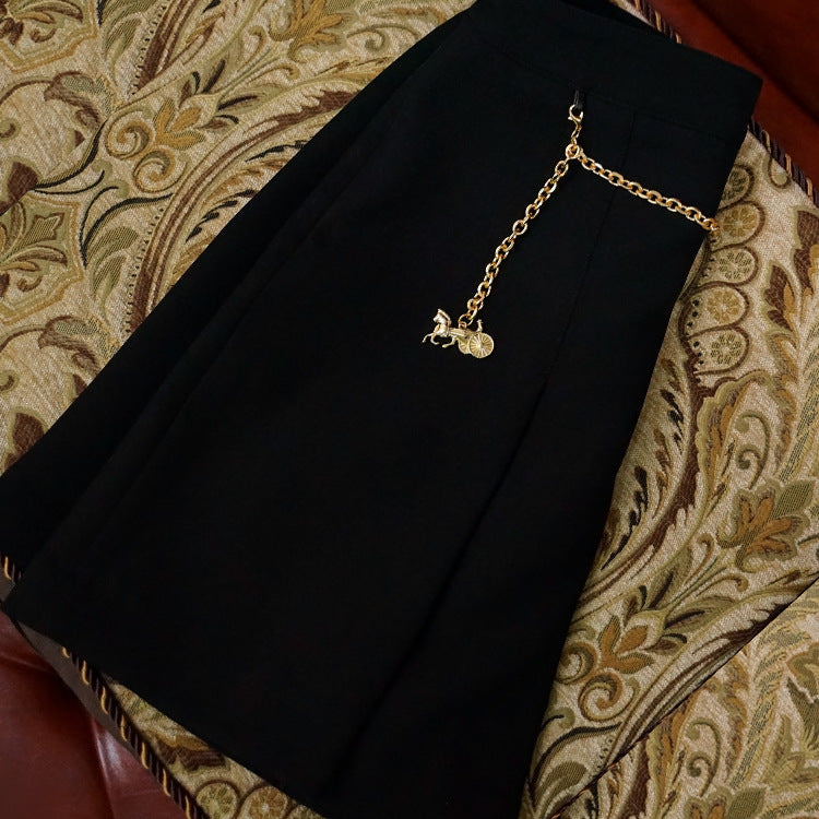 Damen Eleganter Midirock mit einzigartigem Kettendetail Drune