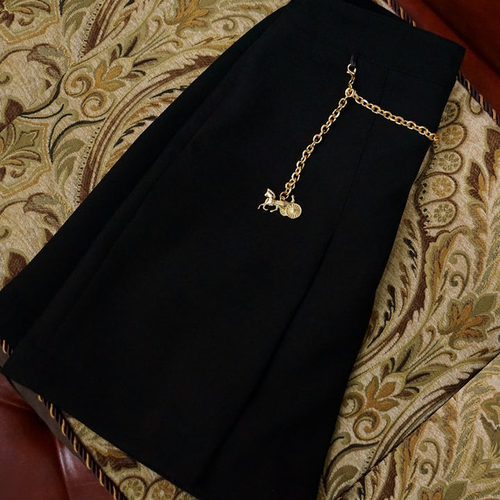 Damen Eleganter Midirock mit einzigartigem Kettendetail Drune