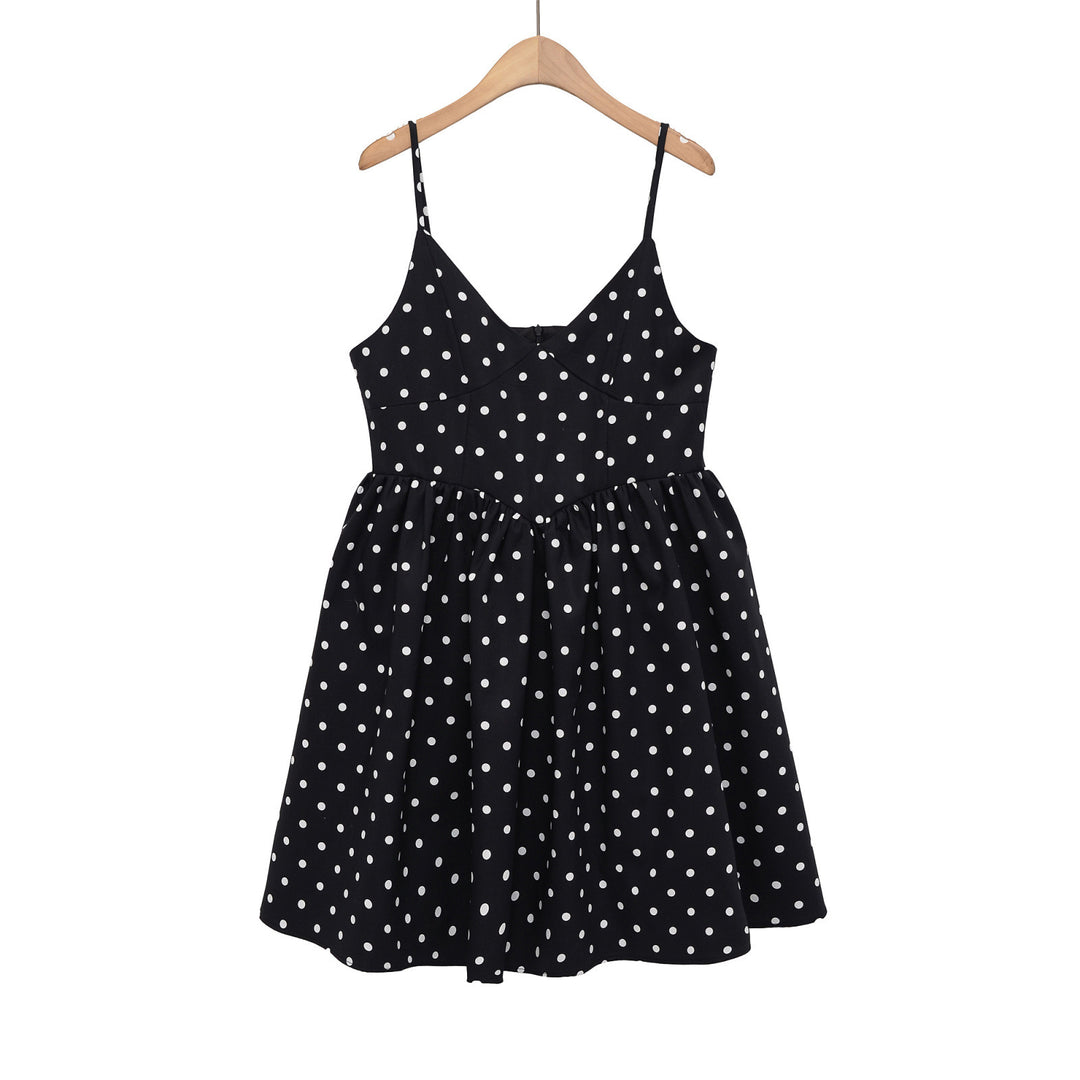 Damen Sommerliches Spaghettiträgerkleid mit verspieltem Punkte-Design und fließendem Schnitt Drune