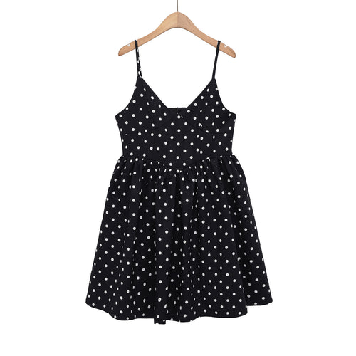Damen Sommerliches Spaghettiträgerkleid mit verspieltem Punkte-Design und fließendem Schnitt Drune