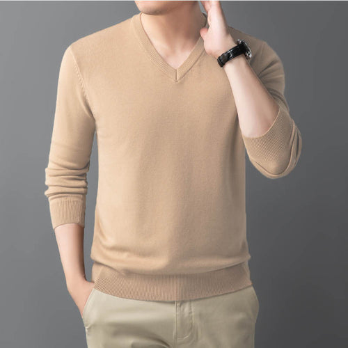 Herren Feiner V‑Ausschnitt Feinstrickpullover in schlanker Passform Drune