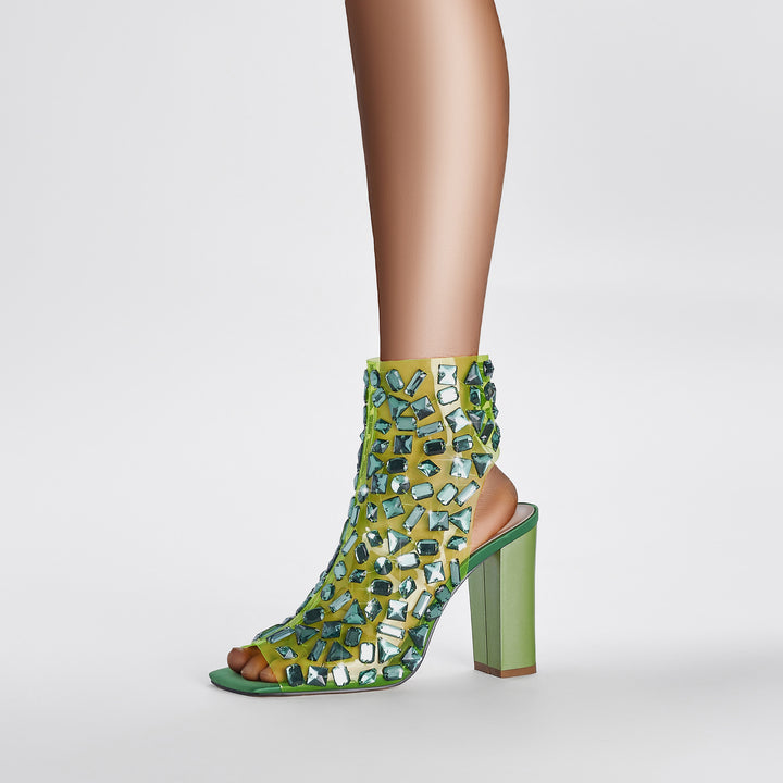 Damen Statement Transparente Stiletto Stiefeletten Drune