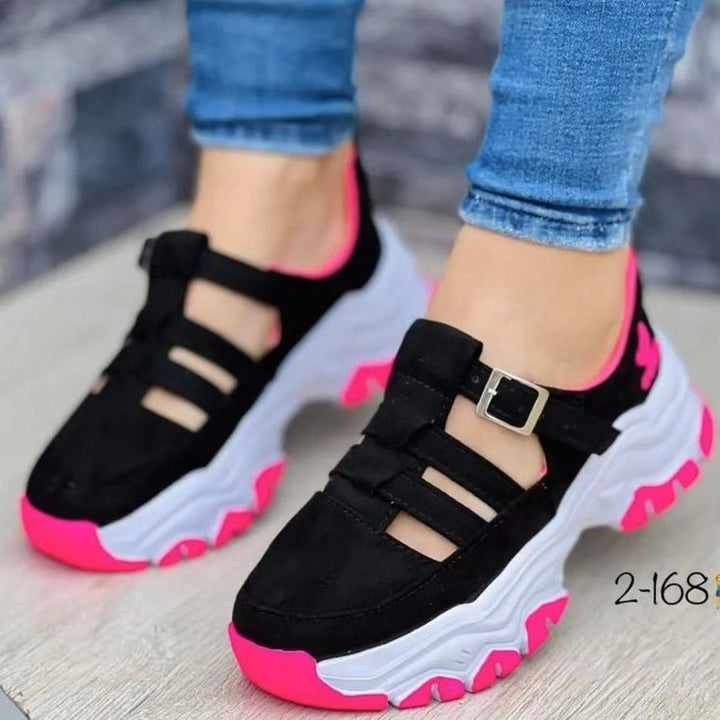 Damen  Plateau-Sneaker mit Riemchenverschluss und gepolsterter Komfortsohle Drune