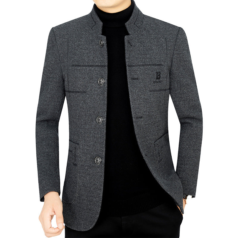 Herren Kurzmantel-Blazer mit Stehkragen und dekorativen Ziernähten Drune