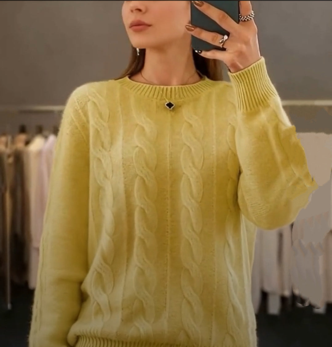 Damen Kuscheliger Zopfmuster-Feinstrickpullover mit legerer Passform Drune