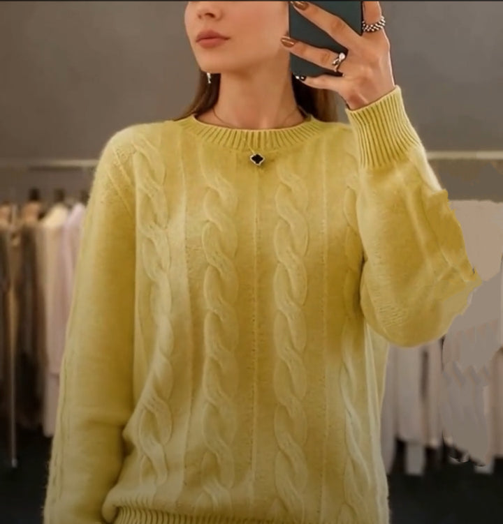 Damen Kuscheliger Zopfmuster-Feinstrickpullover mit legerer Passform Drune