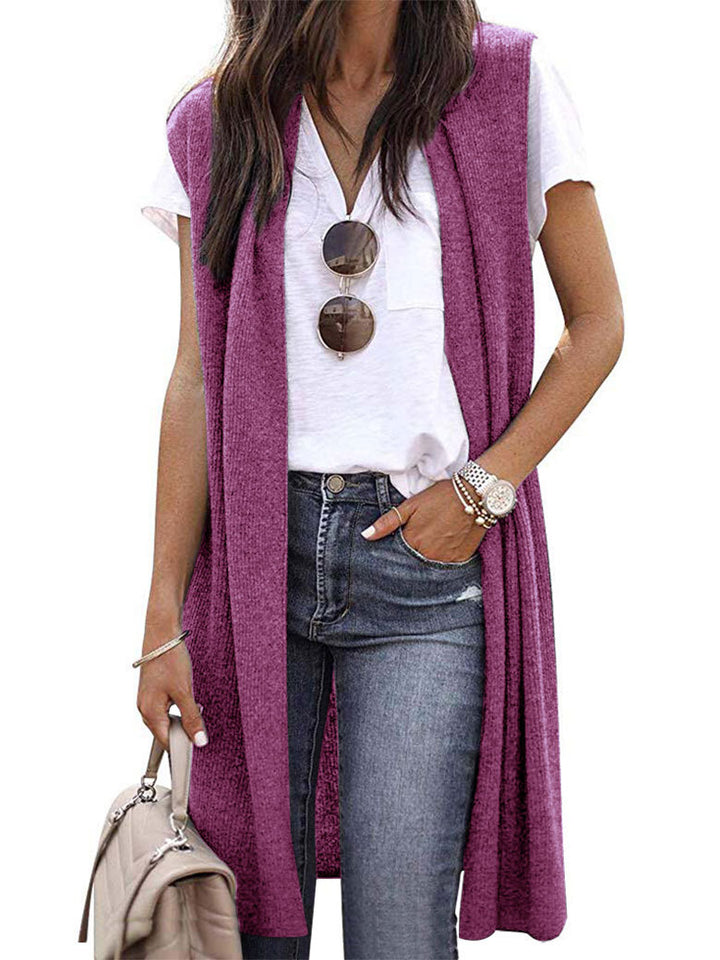 Damen offene Strickjacke mit lässigem Schnitt und langen Seitenpartien Drune
