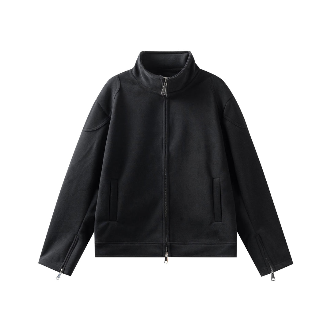 Unisex Hochgeschlossene Zip-Jacke aus French‑Terry mit Ärmelschlitzen und Eingrifftaschen Drune