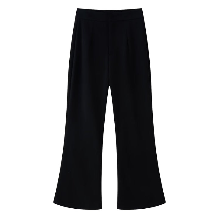 Damen hochtaillierte Palazzo‑Hose mit weitem Bein, Bundfalten und verdecktem Verschluss Drune