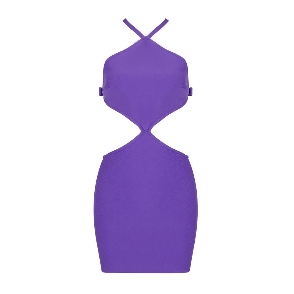 Damen figurbetontes Cut-Out Kleid mit Neckholder Design Drune