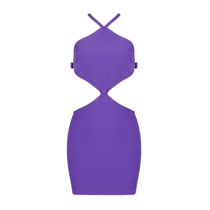 Damen figurbetontes Cut-Out Kleid mit Neckholder Design Drune