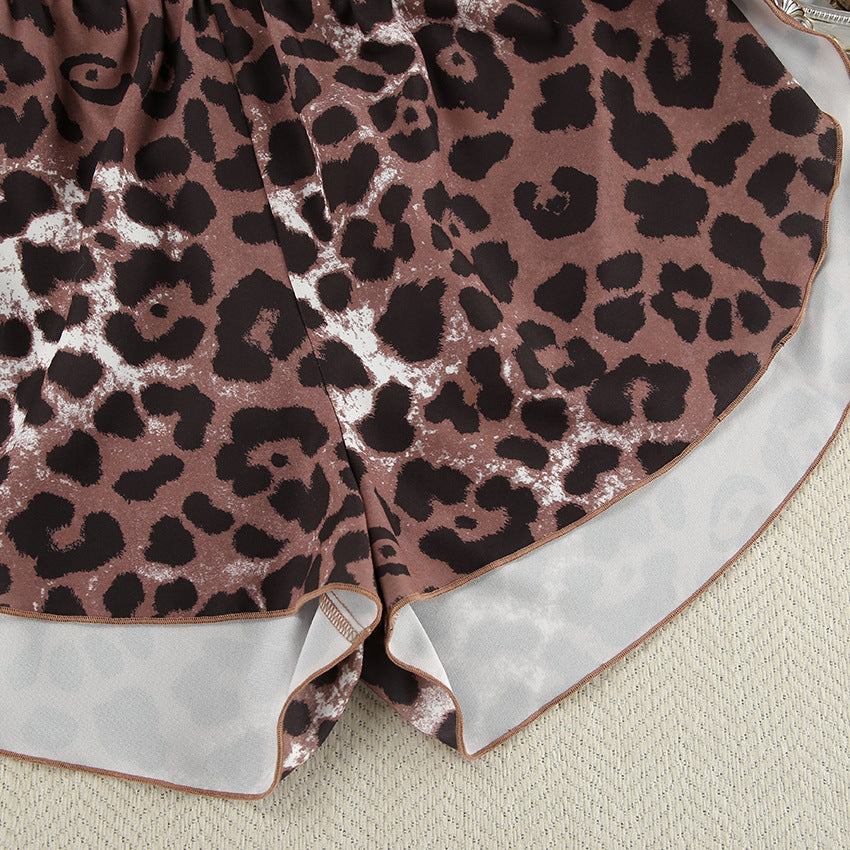 Damen Kimono-Morgenmantel mit Leopardenmuster und lockerer Passform Drune
