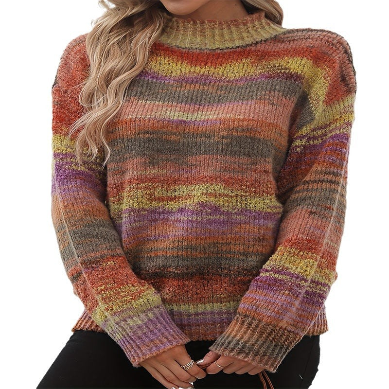 Damen gemütlicher Strickpullover mit strukturiertem Farbverlauf Drune