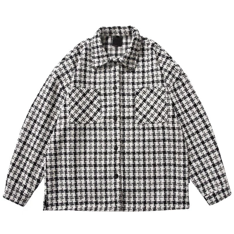 Herren Karierte Überhemdjacke mit zwei aufgesetzten Taschen und modernem Schnitt Drune