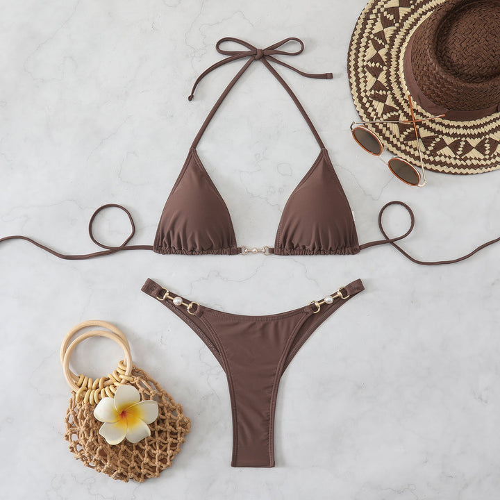 Damen Triangel-Bikini mit eleganten Goldakzenten Drune