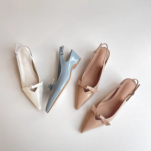 Damen Slingback Ballerinas mit spitzer Zehenpartie und dekorativem Bogen Drune