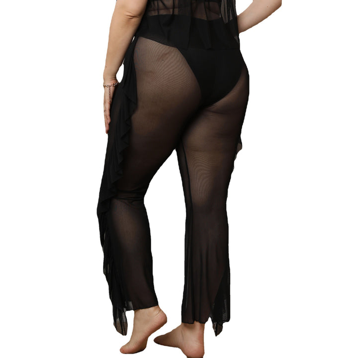 Damen elegante und luftige Strandhose mit Rüschendetails Drune