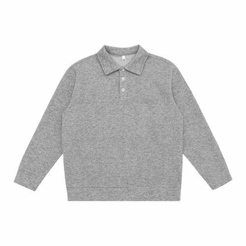 Unisex Feinstruktur-Polokragenpullover mit halber Knopfleiste und geripptem Saum Drune