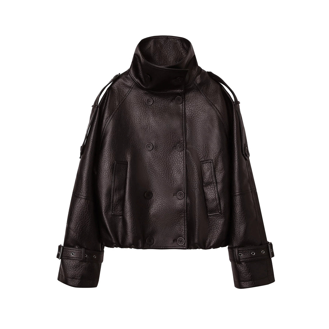 Damen Modische Oversized Lederjacke Drune