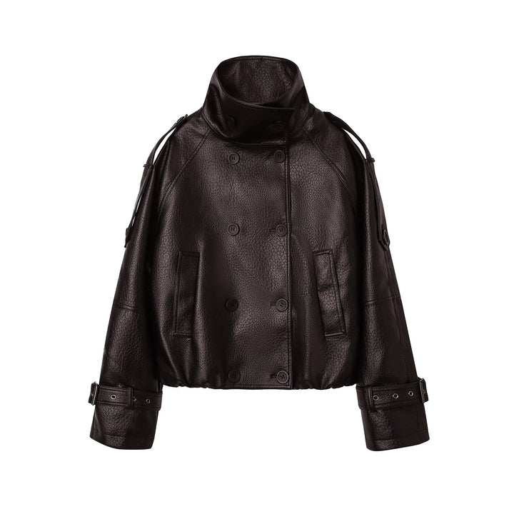 Damen Modische Oversized Lederjacke Drune