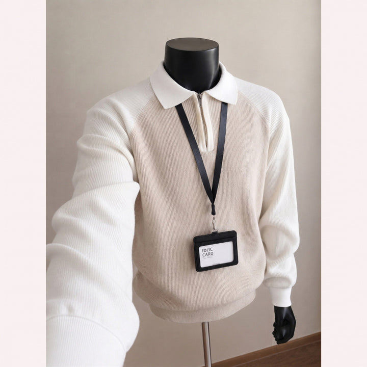 Herren Modischer Pullover mit Stehkragen und Reißverschluss Drune