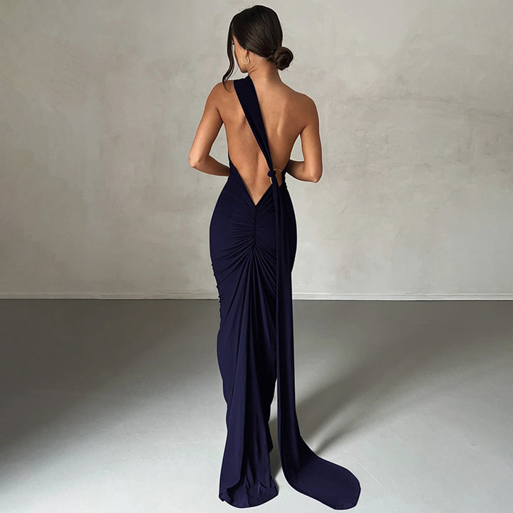 Damen Elegantes One-Shoulder Abendkleid Drune