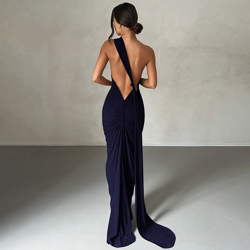 Damen Elegantes One-Shoulder Abendkleid Drune