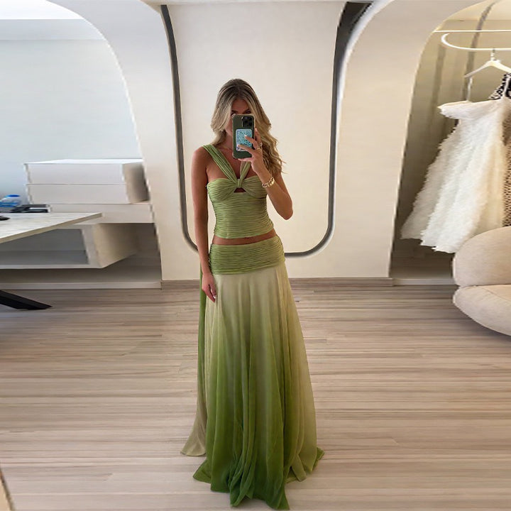 Damen Maxikleid mit fließendem Rock und eleganten Trägern Drune