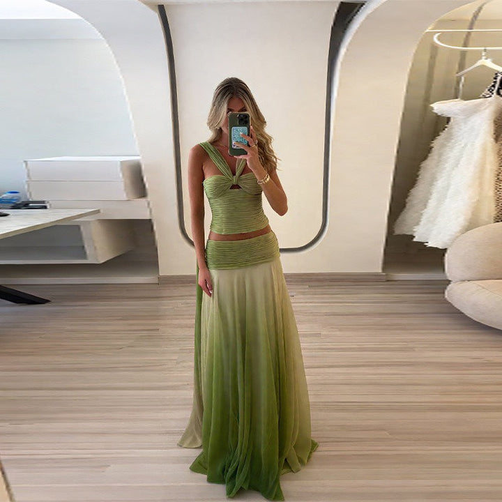 Damen Maxikleid mit fließendem Rock und eleganten Trägern Drune
