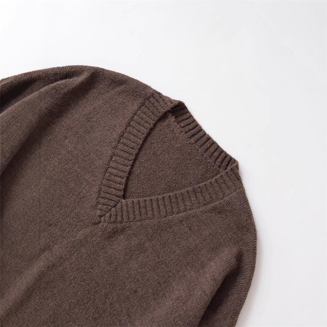 Damen bequemer V-Ausschnitt Pullover aus hochwertiger Wolle Drune