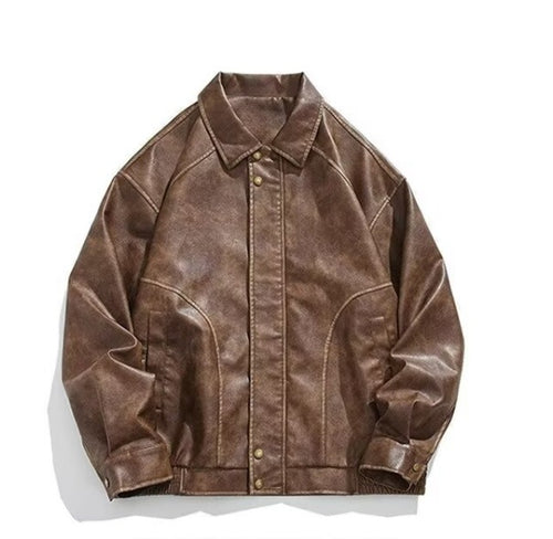 Vintage-Motorradjacke aus Leder im Used-Look
