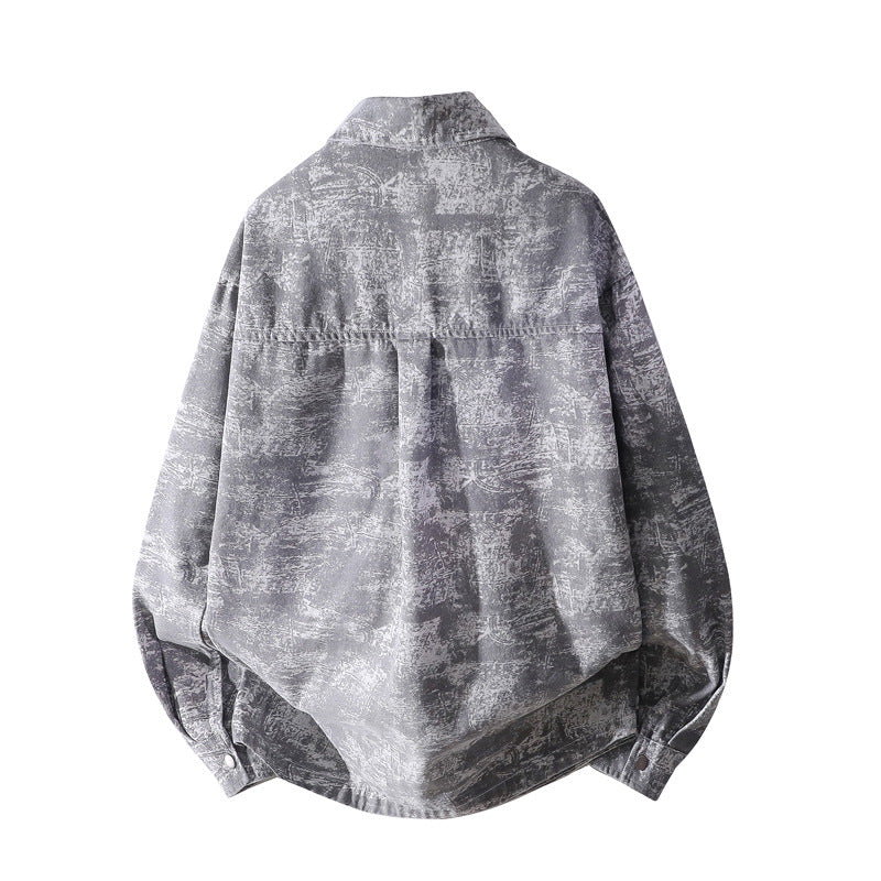 Herren Oversize-Jeanshemdjacke mit washed Effekt, Brusttasche & Druckknopfleiste Drune