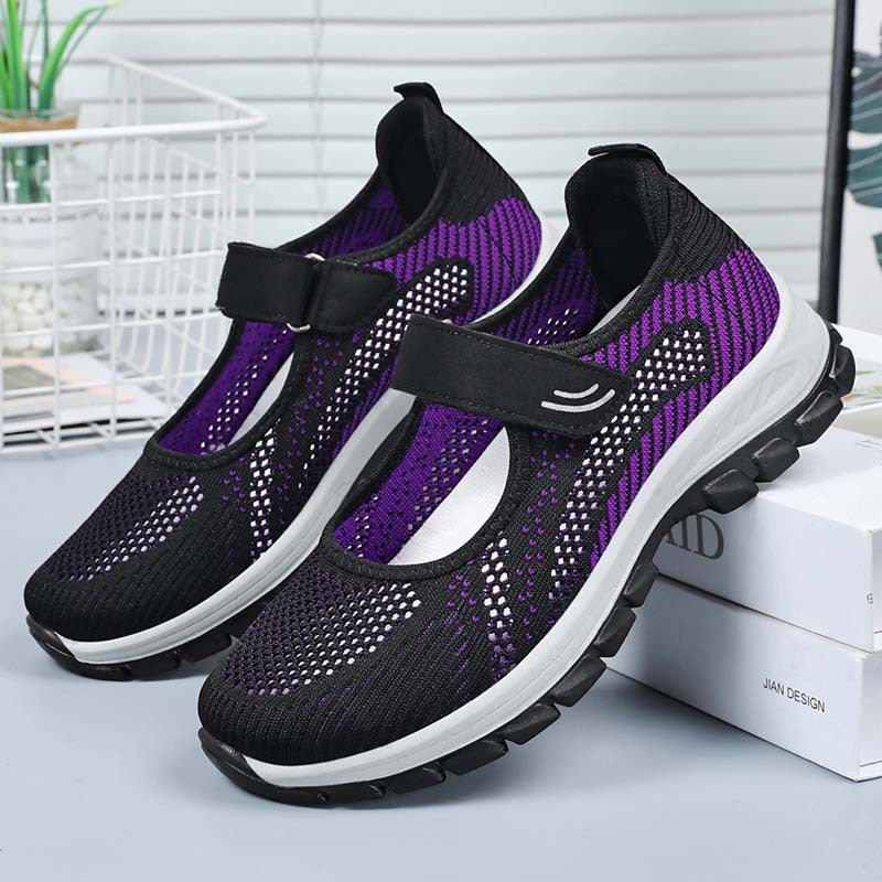 Damen Sportliche Slip-On Sneaker mit verstellbarem Riemen und atmungsaktiver Obermaterialstruktur Drune