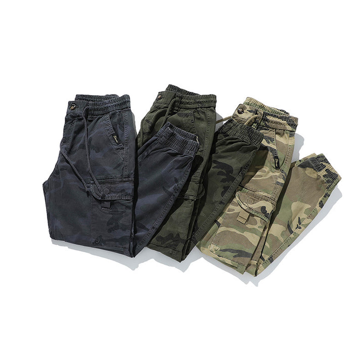 Herren Military-Style Cargo-Jogger aus Baumwollmix mit elastischem Tunnelzugbund und modularen Klappentaschen Drune