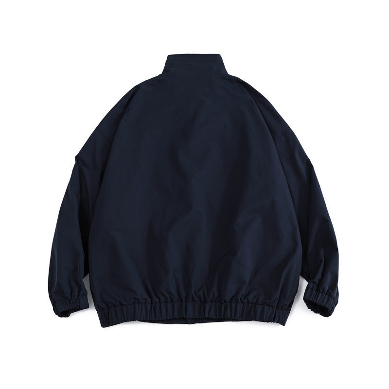 Herren Weit geschnittene leichte Windjacke mit hohem Stehkragen und elastischem Saum Drune