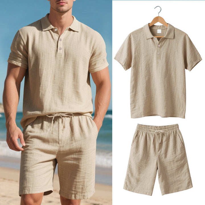 Herren lässiges Poloshirt und Shorts Set Drune