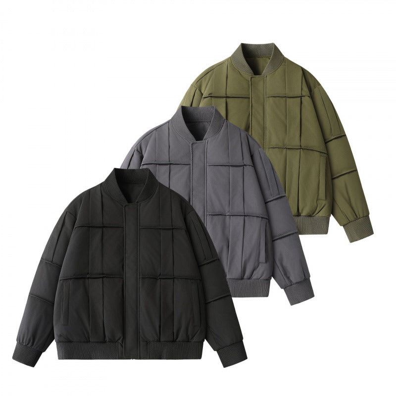 Unisex Boxy-wattierte Bomberjacke im Oversize-Cut mit geripptem Saum und Stehkragen Drune