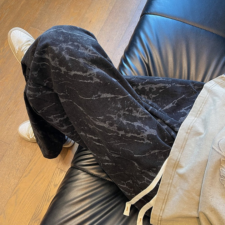 Herren Weit geschnittene Loungehose mit Marmorprint aus strukturiertem Jersey Drune