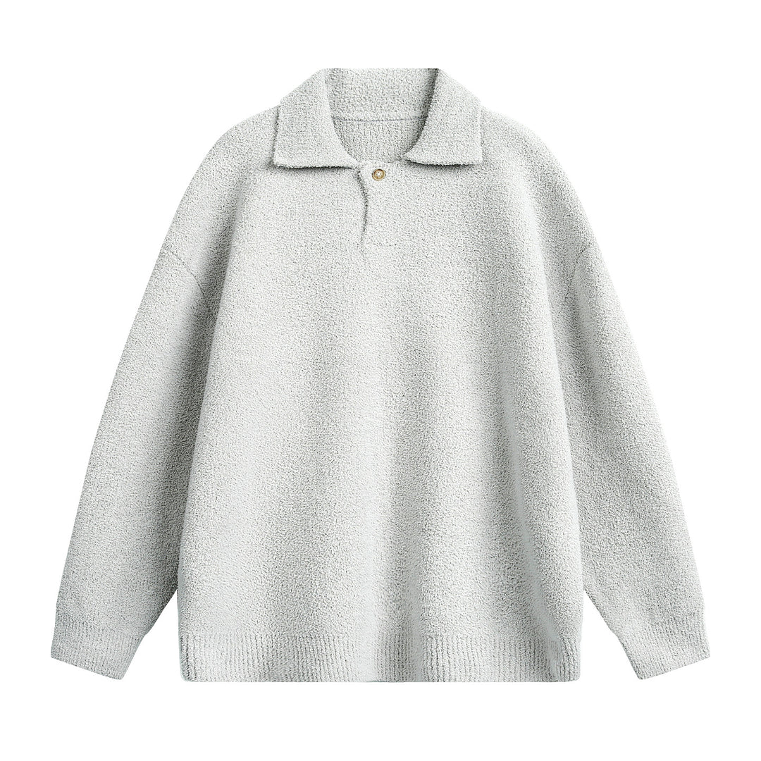 Unisex Fleece-Polo-Pullover mit Knopfkragen und Teddy-Struktur Drune