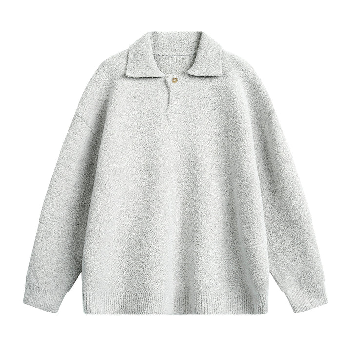 Unisex Fleece-Polo-Pullover mit Knopfkragen und Teddy-Struktur Drune