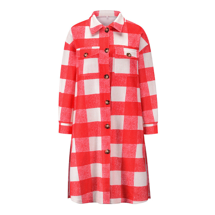 Drune | Karierte Tweed Lange Mantel