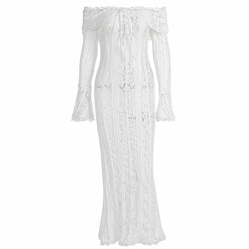 Damen Elegantes Spitzenkleid im figurbetonten Schnitt mit Off-Shoulder Design Drune