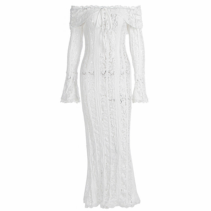 Damen Elegantes Spitzenkleid im figurbetonten Schnitt mit Off-Shoulder Design Drune