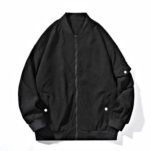 Herren Bomberjacke im Cordstruktur-Look mit Utility-Ärmeltasche, verdecktem Reißverschluss & gerippten Bündchen Drune