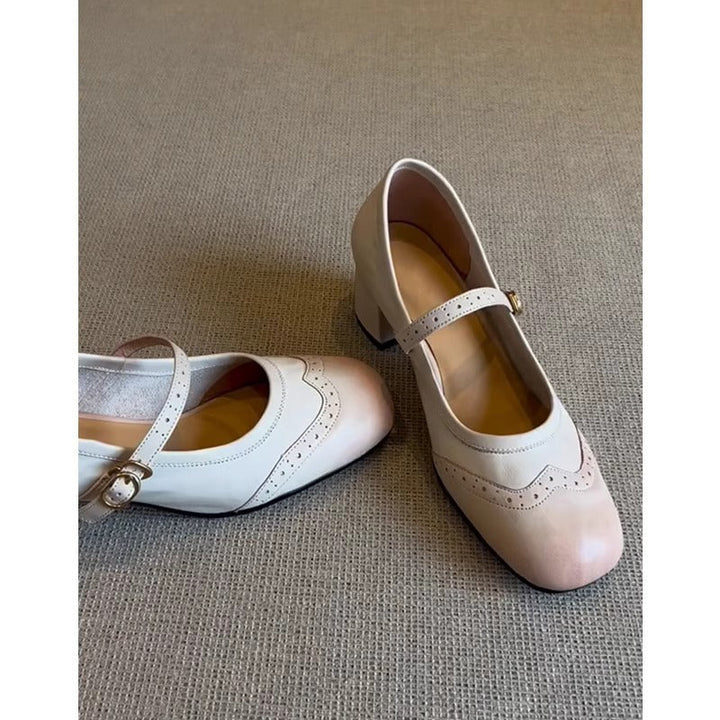 Damen Mary Jane Pumps mit dekorativem Riemen und elegantem Blockabsatz Drune