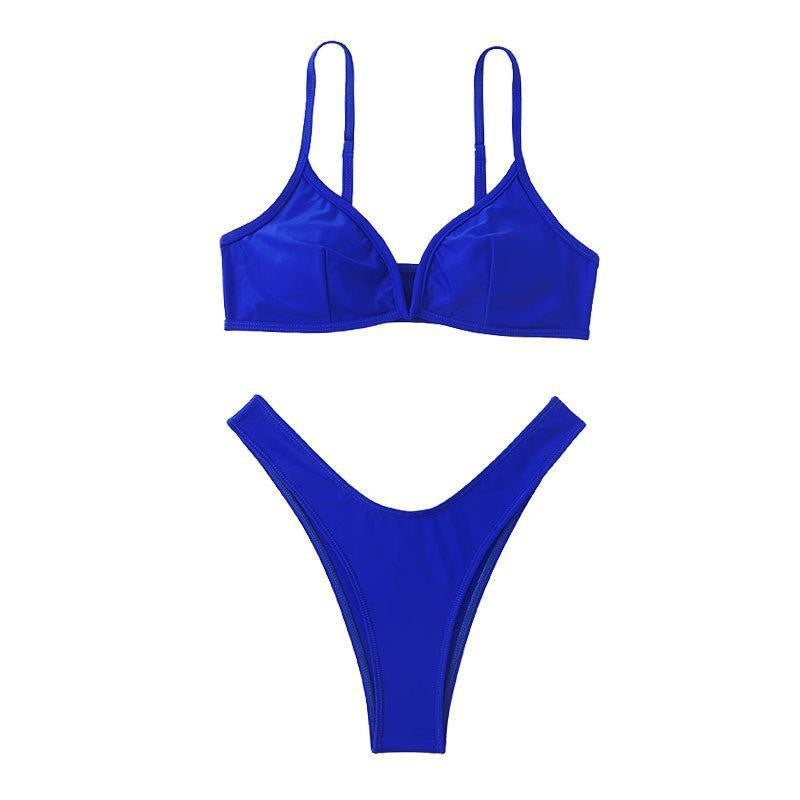 Damen Triangel-Bikini mit tiefem V-Ausschnitt und elastischem Taillenschnitt Drune
