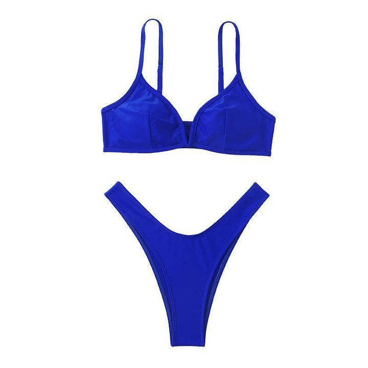Damen Triangel-Bikini mit tiefem V-Ausschnitt und elastischem Taillenschnitt Drune