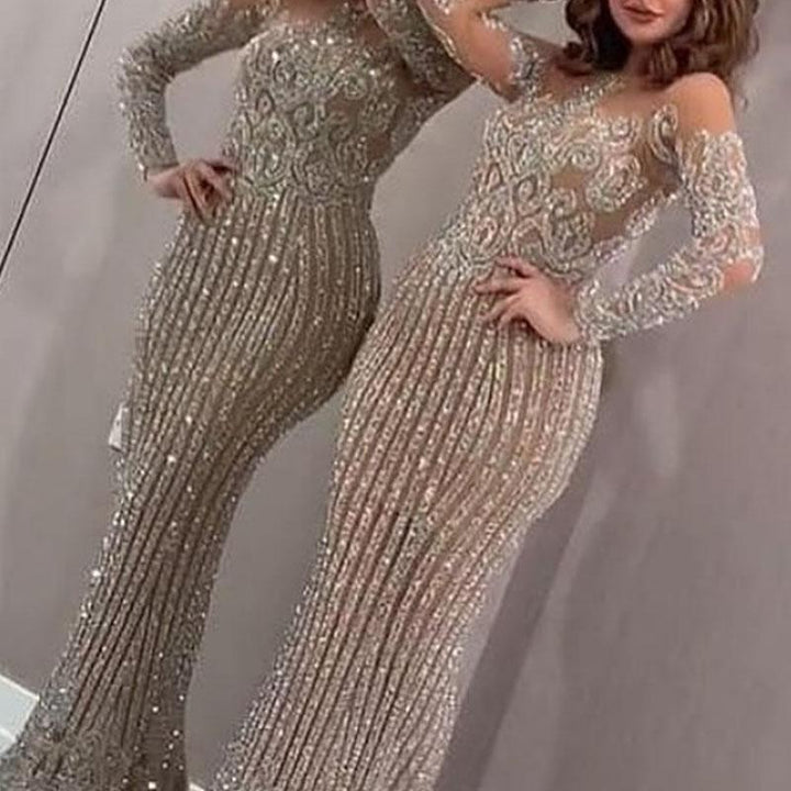 Damen Elegantes Abendkleid mit glitzernden Pailletten und schmalem Schnitt Drune